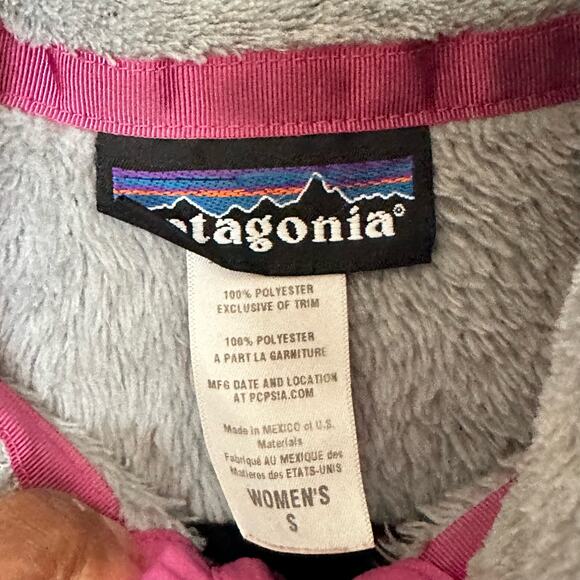 Patagonia Pullover Sweatshirt Snap-T Synchilla Gray Pink Fleece Size Small - Picture 3 of 5